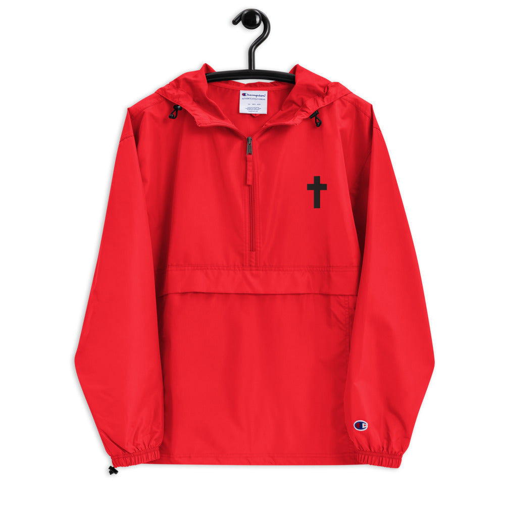 Minimal Cross Embroidered Champion Packable Jacket
