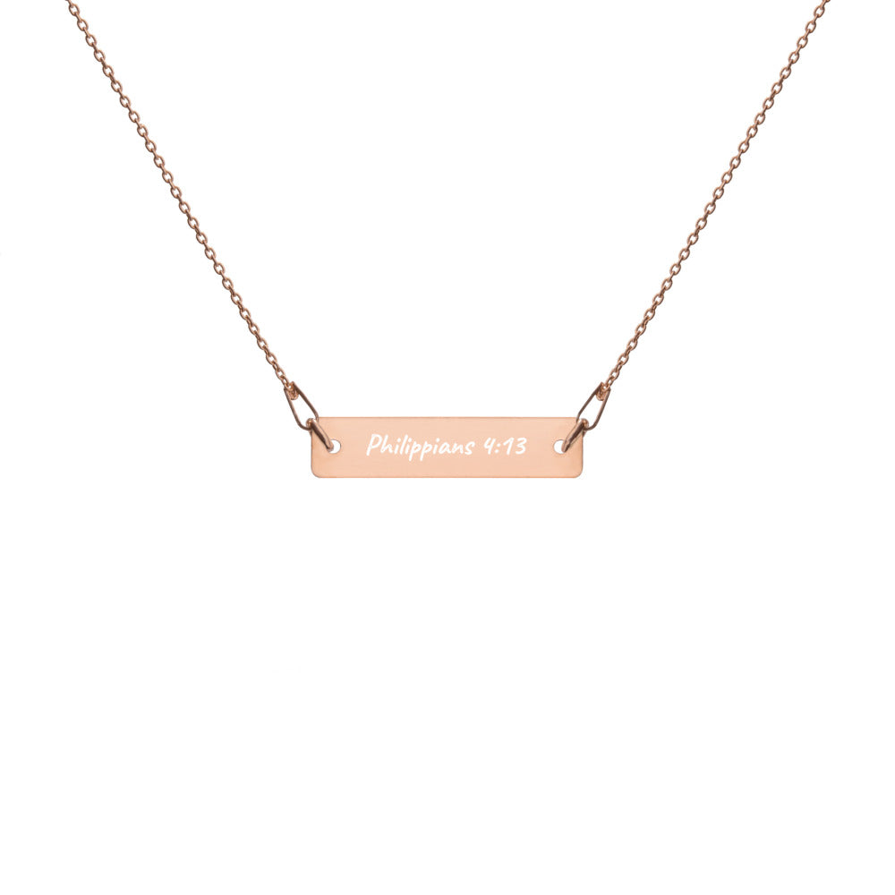 PICK-A-VERSE Engraved Silver Bar Chain Necklace