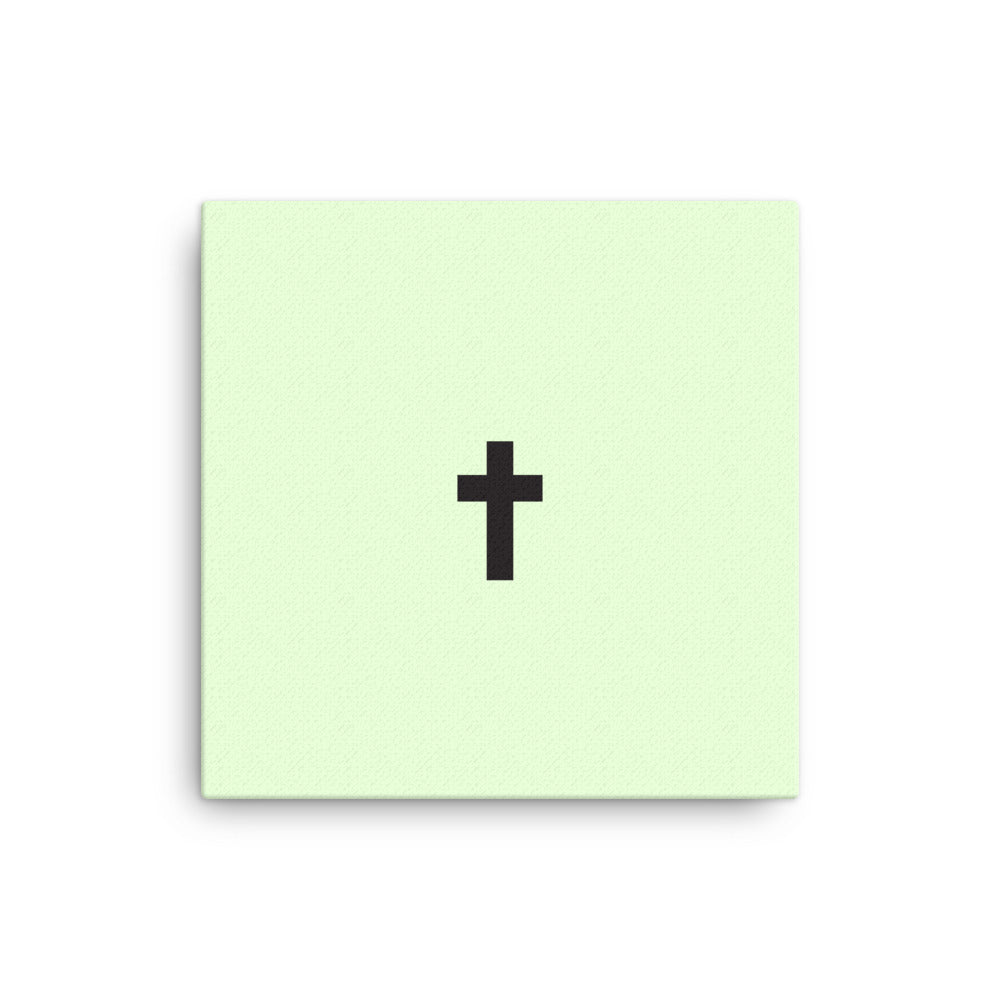 Light Green Minimal Cross Canvas