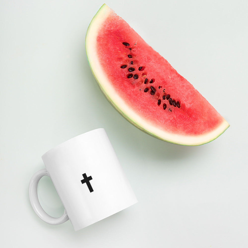 Minimal Jesus Cross White Coffee Mug