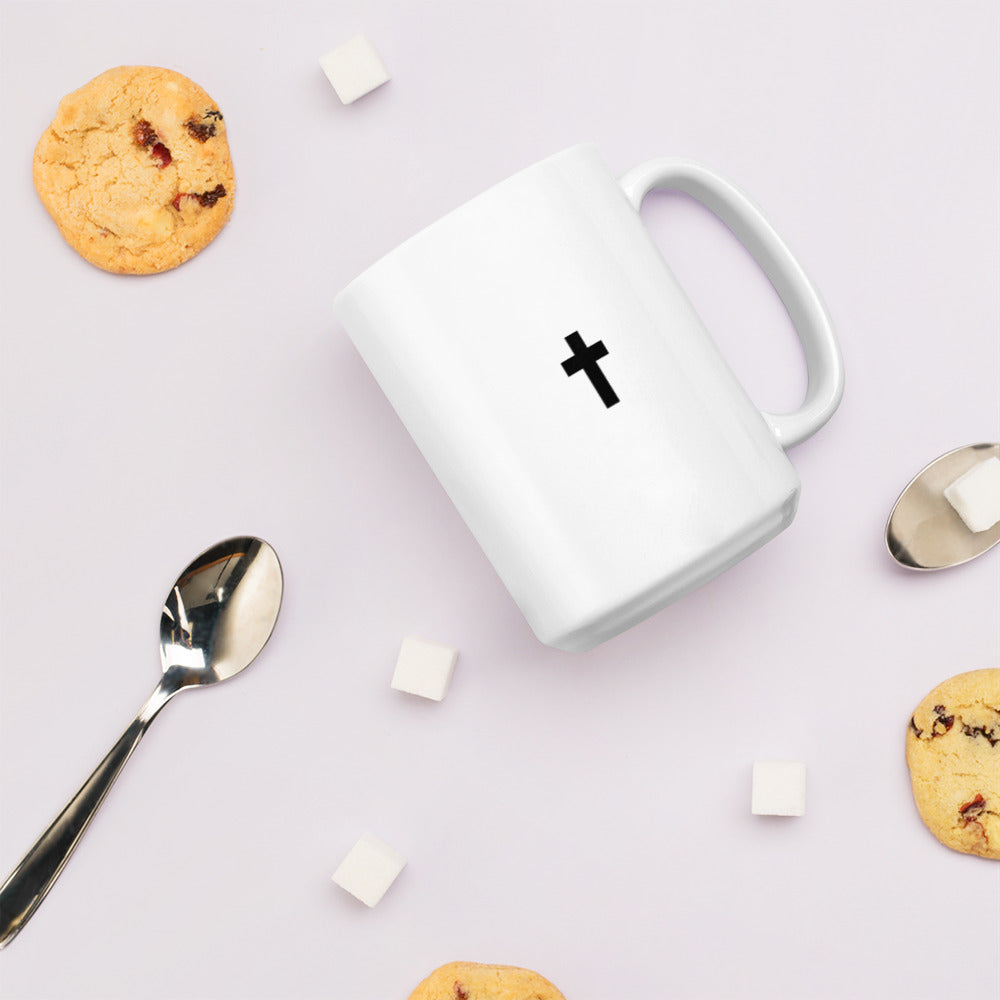 Minimal Jesus Cross White Coffee Mug